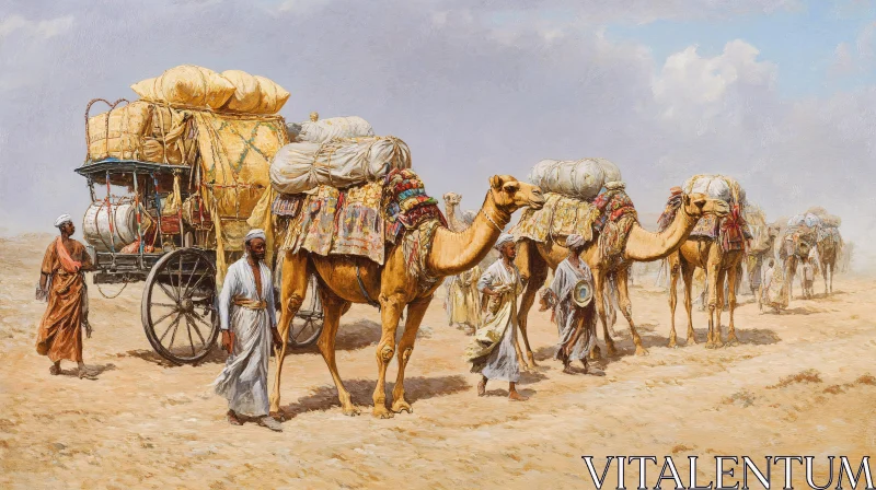 AI ART Camels in the Desert