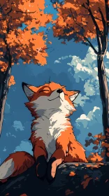 Tranquil Fox Amidst Autumn Leaves