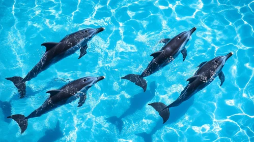 Playful Dolphins in Blue Ocean Waters