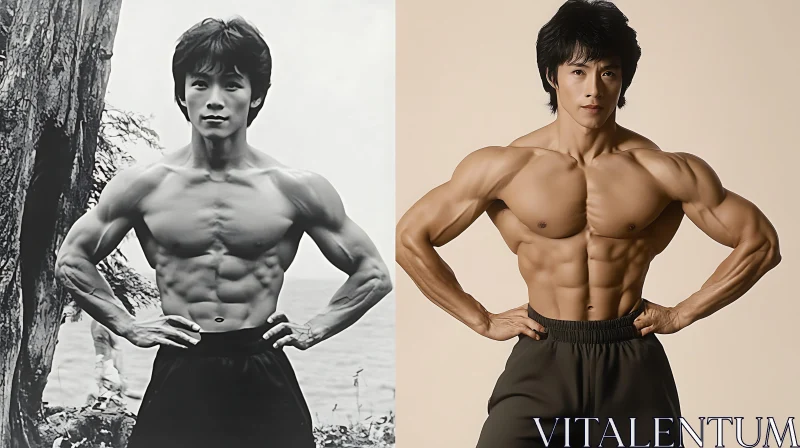 Man's Physical Transformation: Then and Now AI Image