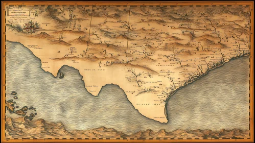 Antique Geographical Map Illustration