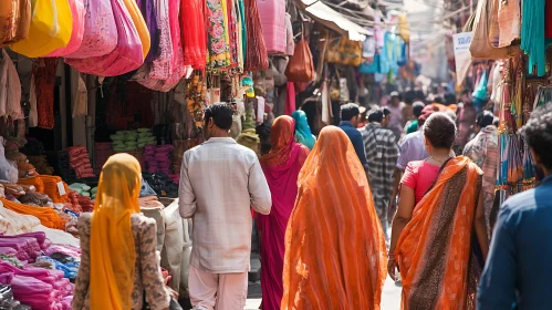 Colorful Indian Market Street View