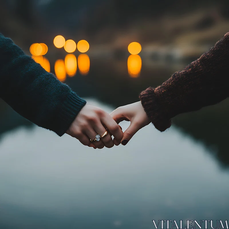 Couples Hands Engagement Ring by Lake AI Image