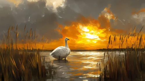 Swan at Sunset