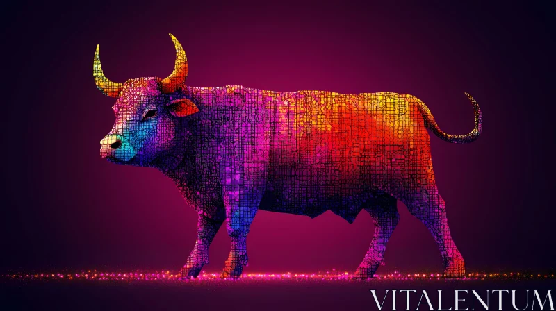 Vibrant Abstract Bull AI Image