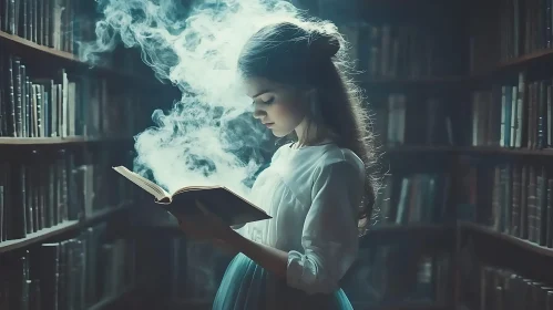 Mystical Reading in Old Library