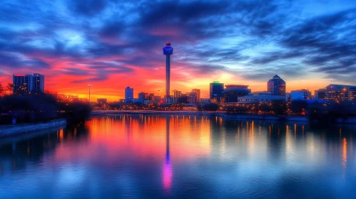 City at Dusk: Skyline and Water