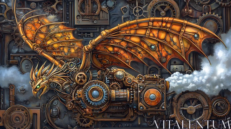 AI ART Clockwork Dragon: Steampunk Fantasy Illustration