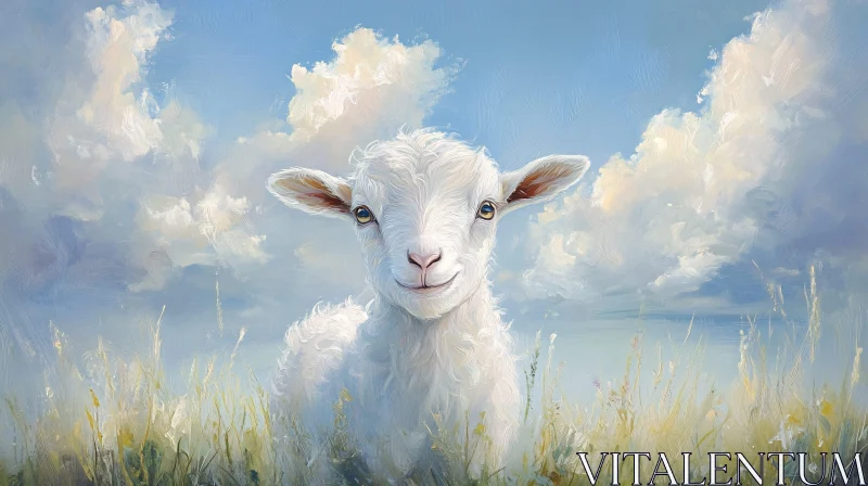 Serene Pastoral Lamb AI Image