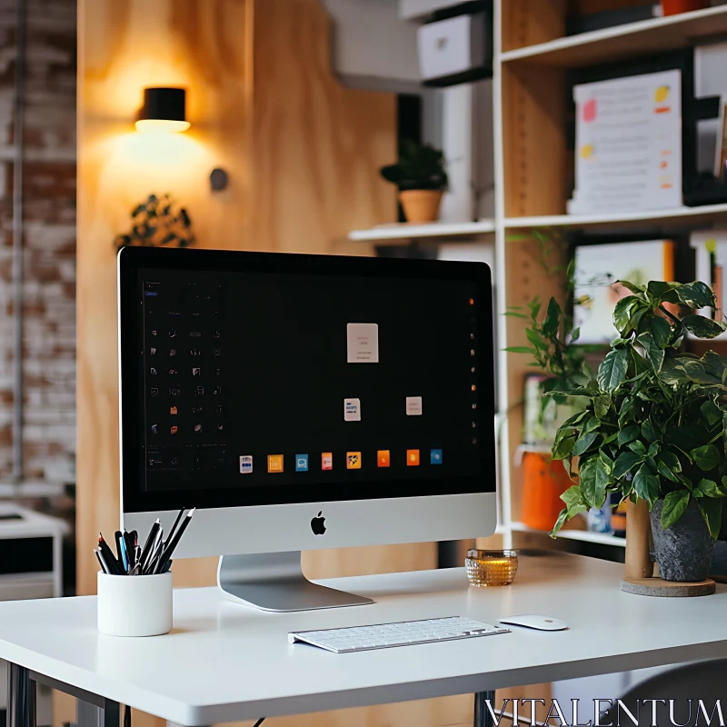 Sleek Office Desk Setup AI Image