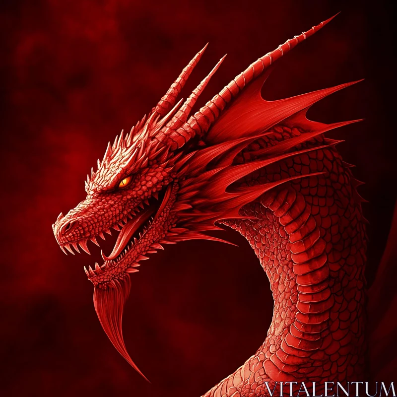 AI ART Scarlet Serpent: Dragon in Red Hues