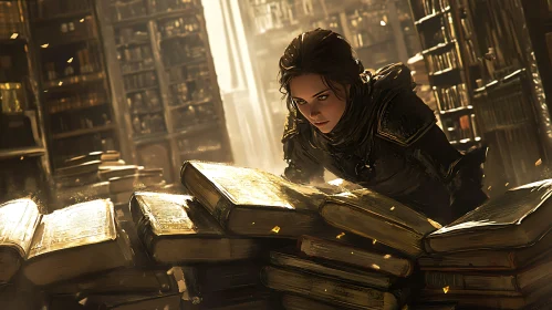 Girl in Old Library