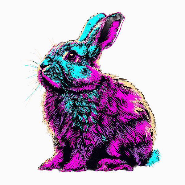 POD Design Vibrant Neon Rabbit Artwork