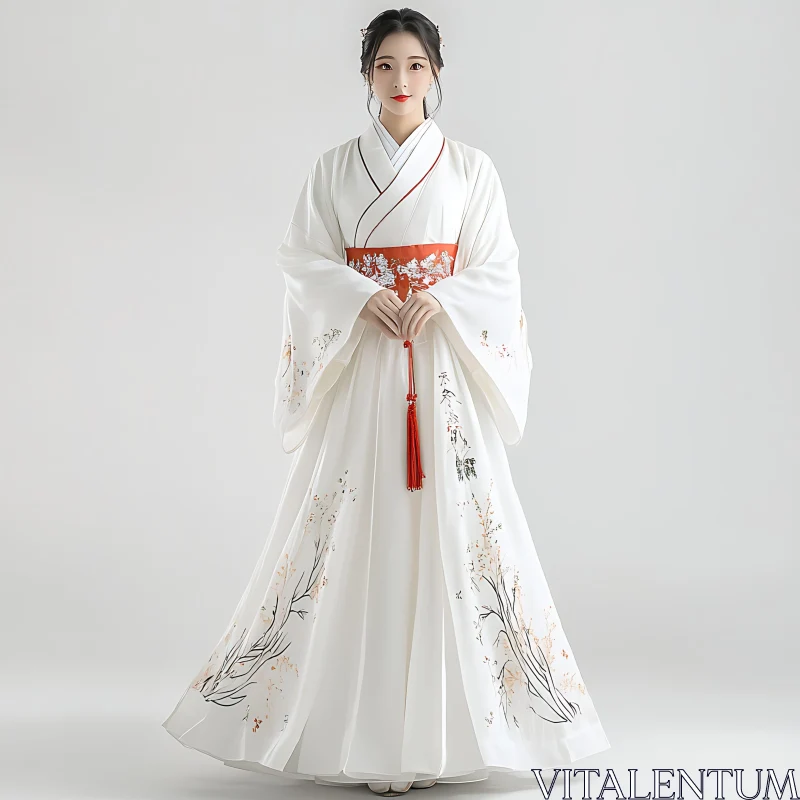 Portrait of Woman in White Hanfu AI Image