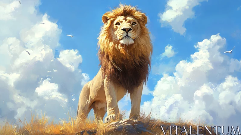 AI ART Lion Overlooking the Savannah