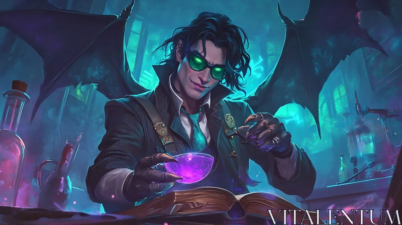 Vampire Alchemist at Work AI Image