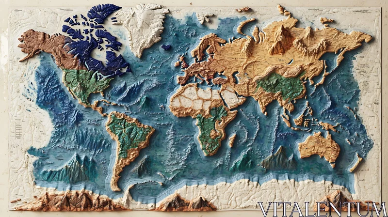 Tactile World Map Art AI Image