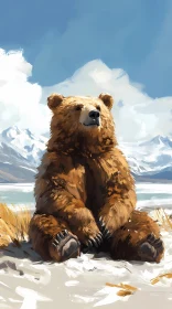 Serene Bear in Winter Wilderness