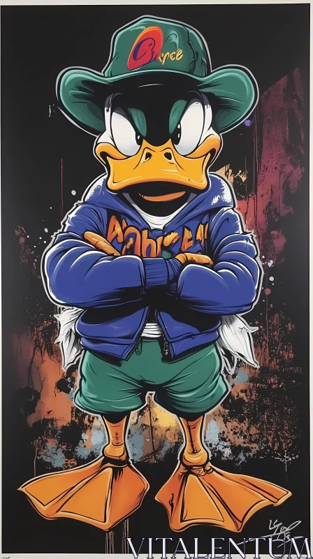 Stylish Cartoon Duck with Attitude AI Image