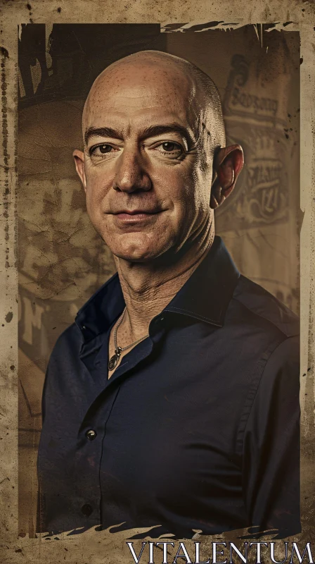 AI ART Contemplative Jeff Bezos in Dark Shirt