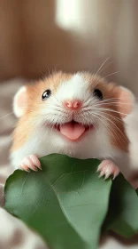 Charming Hamster with Leaf