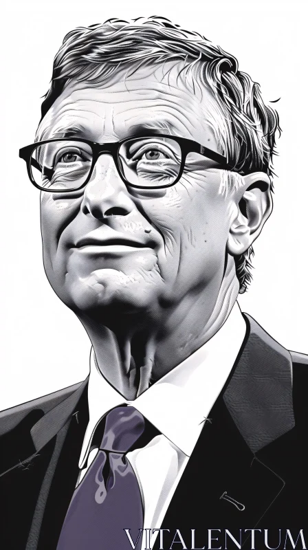 AI ART Detailed Bill Gates Portrait Illustration