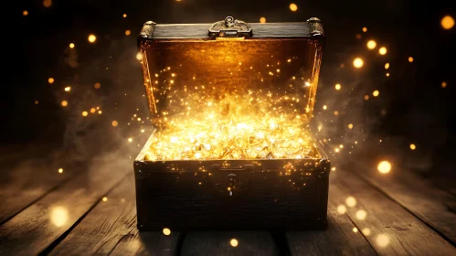 Illuminated Treasure Chest Full of Gold