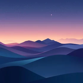 Layered Mountains under Starry Sky