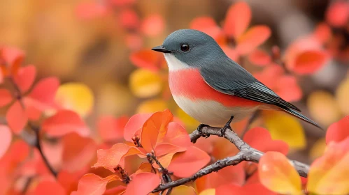 Autumn Bird Perched on Branch