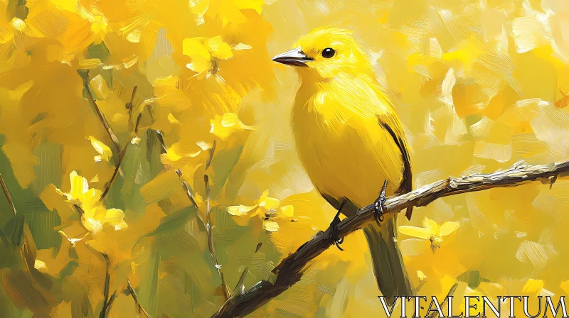 Artistic Yellow Bird AI Image