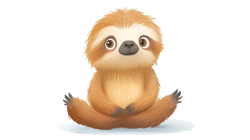 Cute Sloth with Fluffy Fur