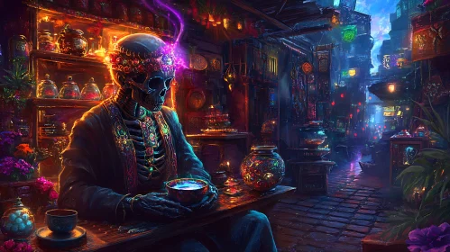 Skeleton in Neon City