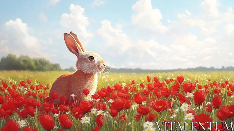 AI ART Rabbit Amongst Wildflowers