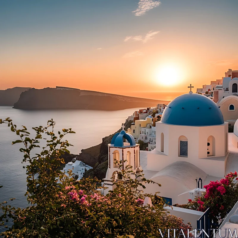 AI ART Greek Island Sunset