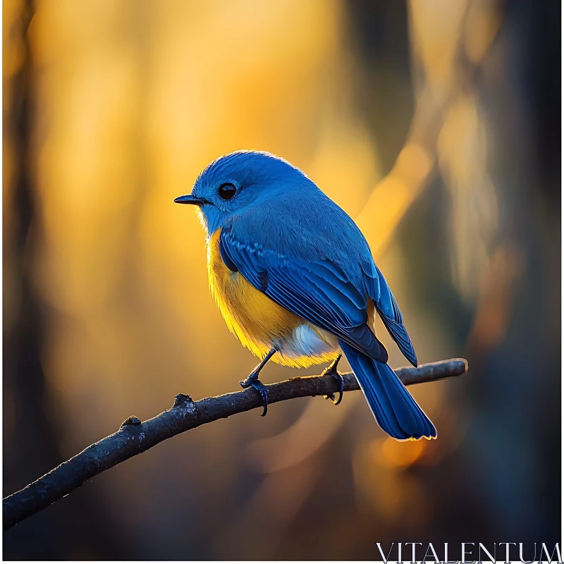 Vibrant Bluebird on a Twig AI Image