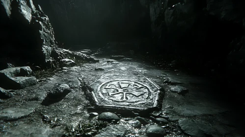 Stone Symbol in Dark Cave