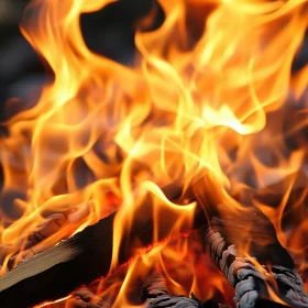 Powerful Flames Consuming Wood