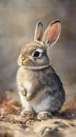 Playful Rabbit with Perked Ears