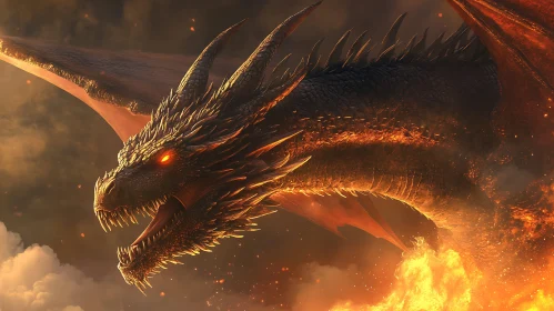 Fearsome Dragon Roaring in Firestorm