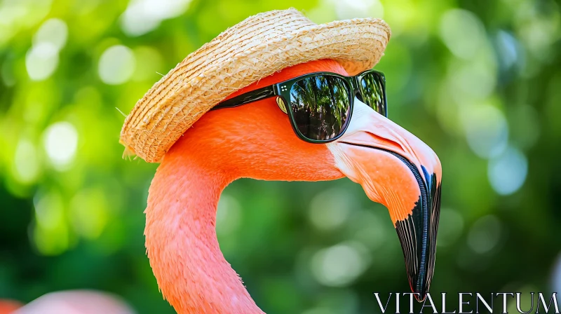 Flamingo in Summer Attire AI Image