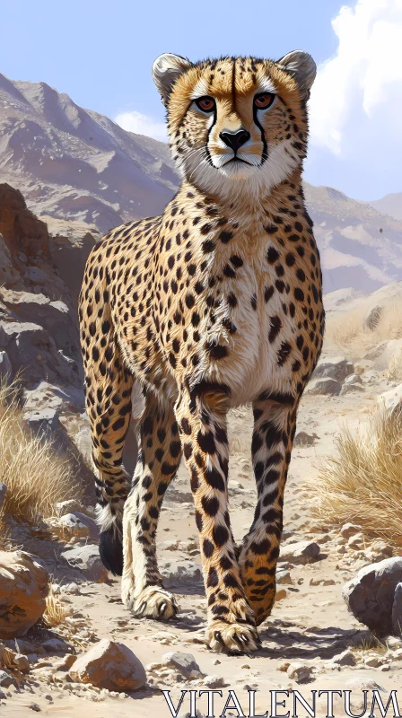 Cheetah in the Wild Desert AI Image