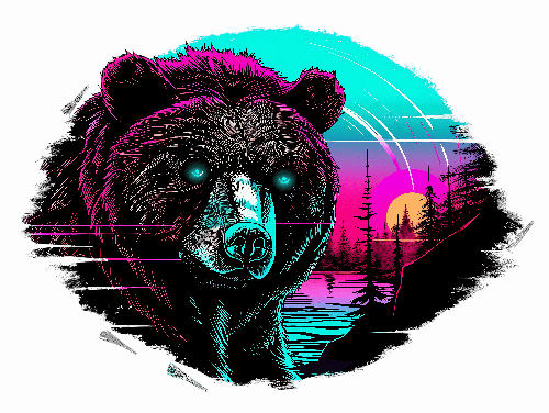 Bear Illustration in Retro Style: A Journey to the 1980s POD Design