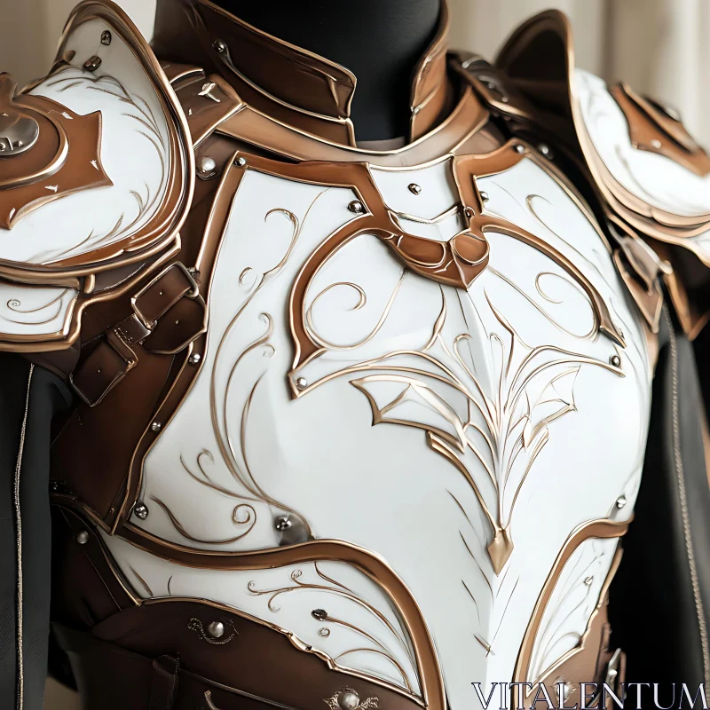 AI ART Detailed Bronze and White Armor Design