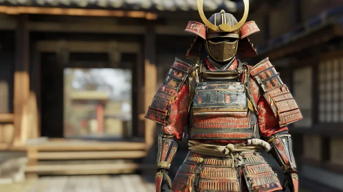 Ancient Samurai Warrior in Full Battle Armor