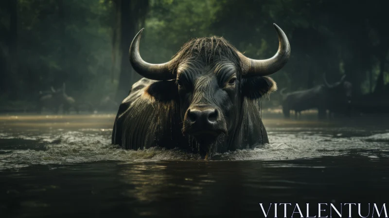 Captivating Water Buffalo Portraits: A Journey Through Nature AI Image