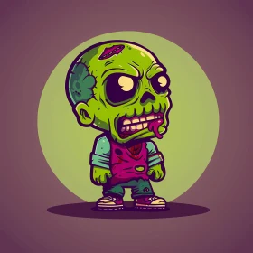 Cartoon Zombie in Spotlight - Dark Room Illustration