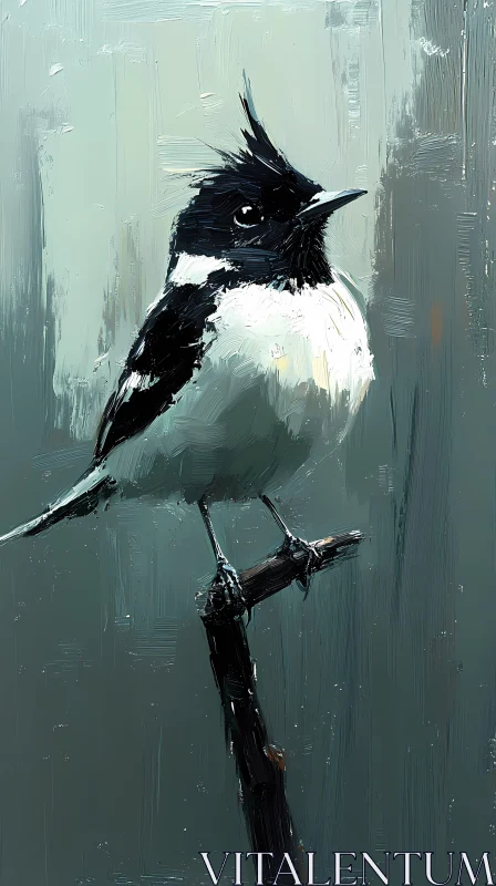 Artistic Perched Bird in Oil AI Image