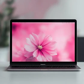 Sleek Laptop Featuring Flower Wallpaper