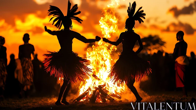 AI ART Silhouette Dancers by Firelight