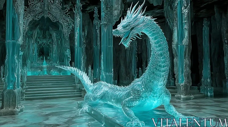 AI ART Frozen Dragon in Ice Palace